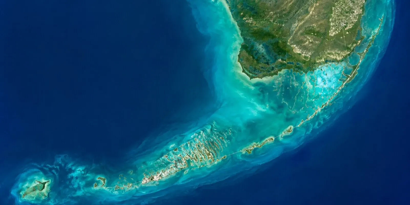 Satellite map of the Florida Keys from Key Largo to Islamorada