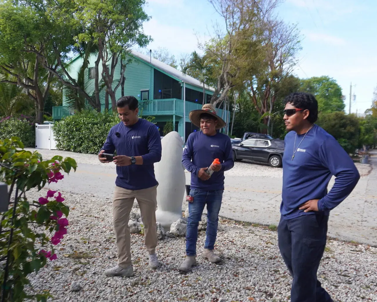 The Keyscape Landscape Design crew on site in the Florida Keys